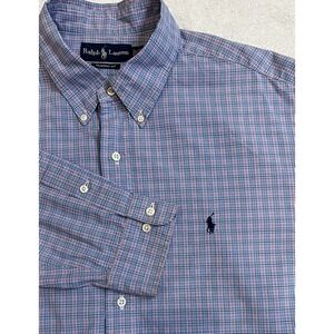Polo Ralph Lauren Button Shirt Mens XL Tattersall Plaid Custom Fit Pony‎ Oxford